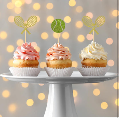 Tennis Pro Cupcake Decoration Set – Balls and Rackets