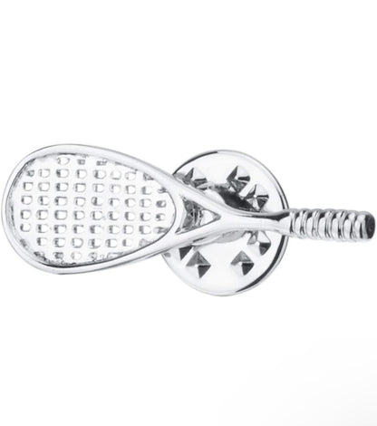 Small Silver Tennis Racket Pin – Elegant Accessory for Tennis Lovers