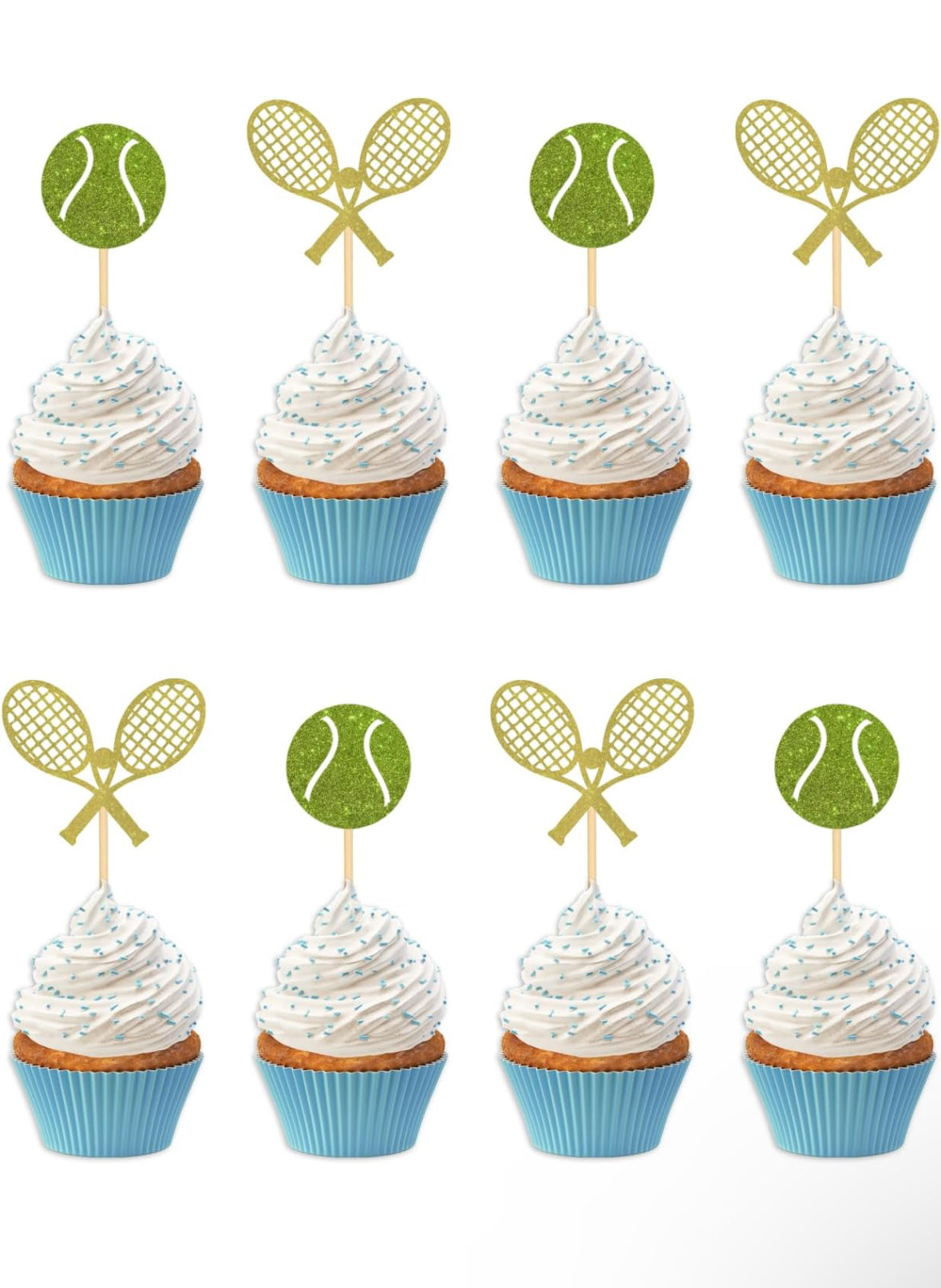 Tennis Pro Cupcake Decoration Set – Balls and Rackets