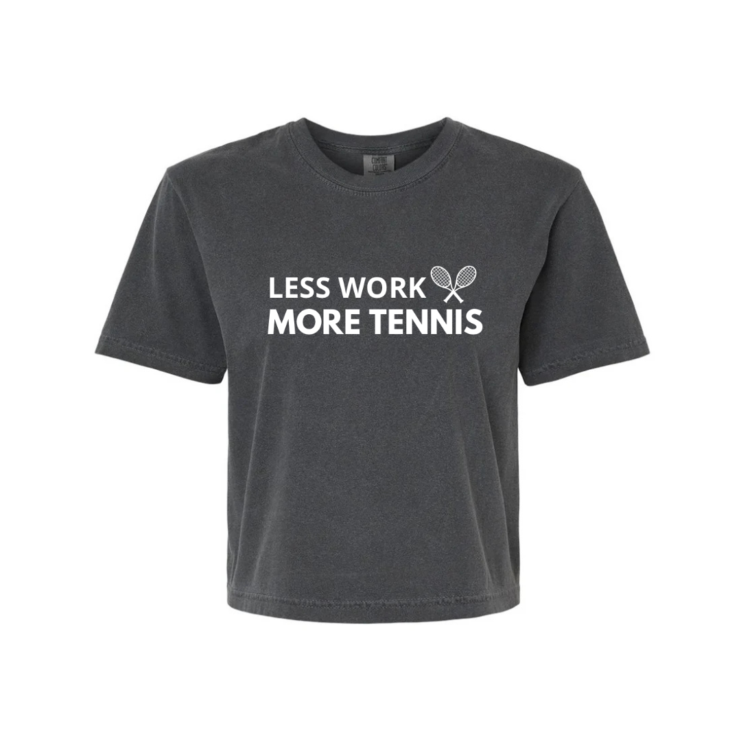 Less Work, More Tennis – Women's T-Shirt, Pepper